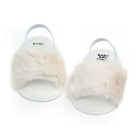 Rose Bridal Shoes GRACELY Baby Girl Fluffy Fur Soft Sole Crib Sandals Shoes,Toddler Princess Non-slip Crib Shoes ()
