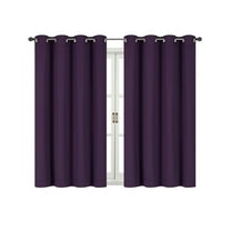 Energy Saving 100% Max Blackout Thermal Grommet Top Bath & Kitchen Window Curtains - Purple, 45 in. Long