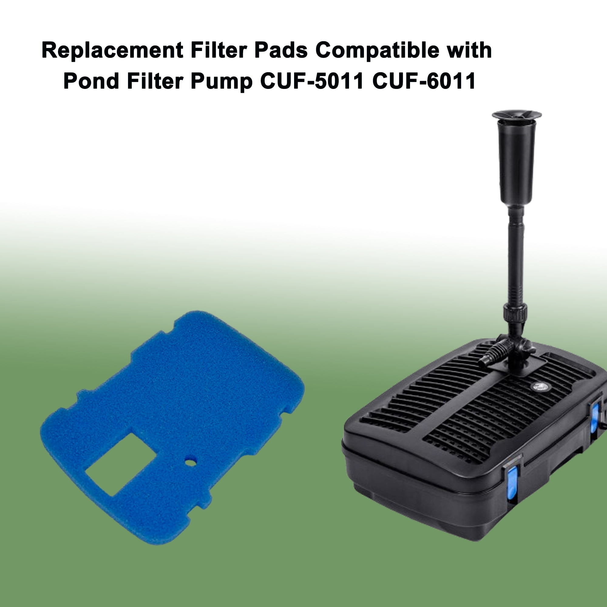 Qzbhct Blue Sponge Filter Replacement for All in One Pond Pump Filter CUF-5011 CUF-6011 CUP-6011 Filter Pad, 3 Pack