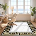 thumbnail image 3 of Design&I 4'x6' Washable Area Rug Gold White Greek Key Marble Design Elegant European Classic with Fretwork Motif for Reading Nook, Bedroom, Pet Friendly & Non-Slip Built-In Grip, 3 of 7