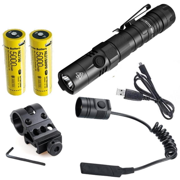 Nitecore MH12 V2 CREE XP-L2 V6 LED Flashlight w/ NL2150 and NL2150HPR Batteries, RSW3 Pressure Switch and Offset Mount