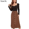 thumbnail image 2 of Vestido midi acampanado con botones en la parte delantera y cintura alta para mujer Adepaton BST2002682-2, 2 of 6
