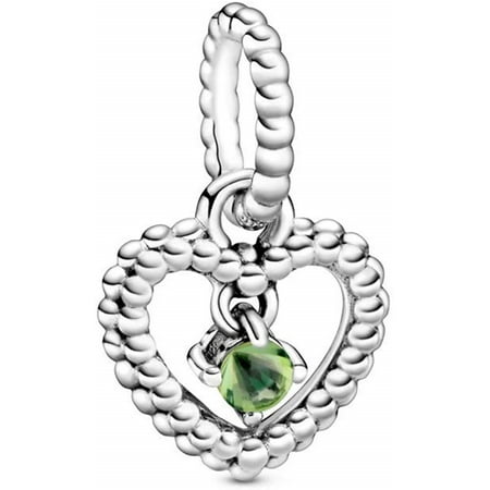 PANDORA Spring Green Beaded Heart Dangle Charm - 798854C10