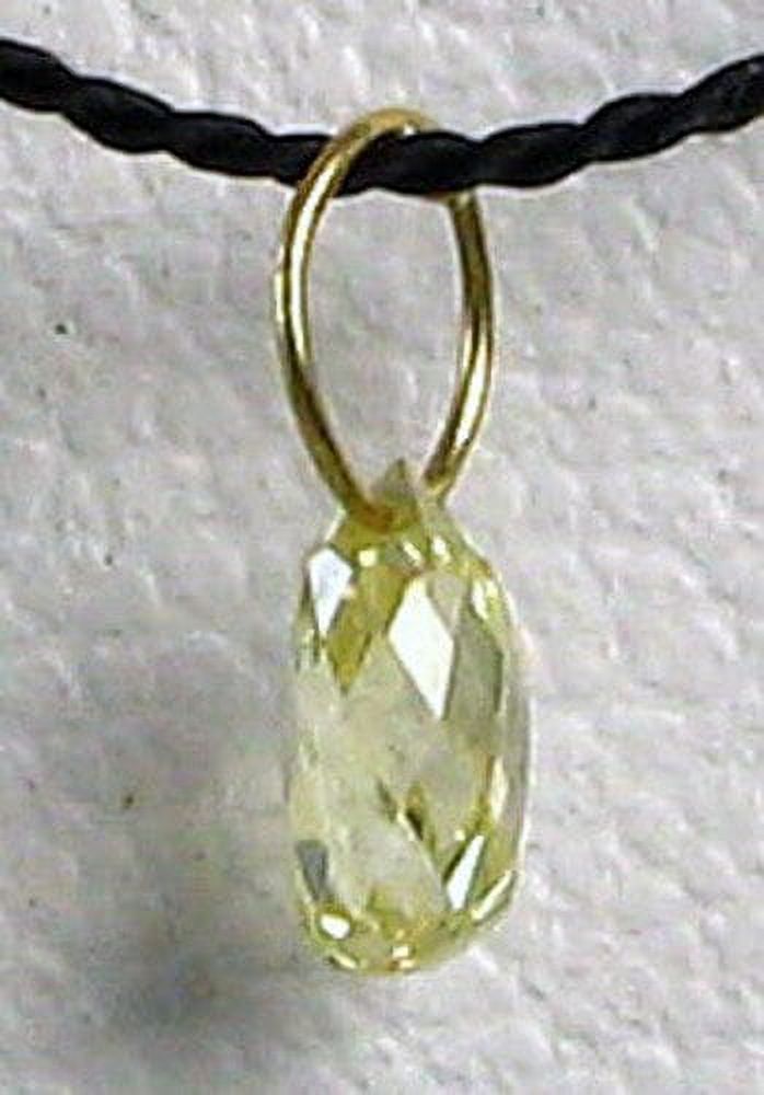0.22cts Natural Canary 4x2x2mm Diamond 18K Gold Pendant 6568M - image 4 of 5