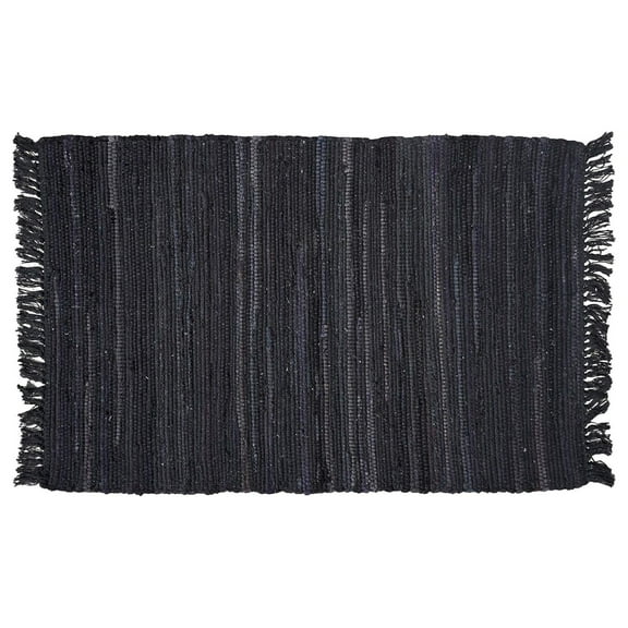 Exlonjet Black 30 x 50 inch Rag Throw Rug