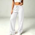 thumbnail image 5 of Bxsruta Women Track Pants Drawstring Elastic Waist Wide Leg Lounge Running Training Trousers, 5 of 8