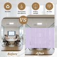 thumbnail image 6 of Purple Striped Window Privacy Film, Modern Farmhouse Purple White Stripes Static Cling UV Sun Blocking Tint Film Heat Control Windows Films for Bedroom Bathroom, Window Stickers 23.6"x59", 6 of 8
