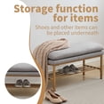 thumbnail image 6 of End of Bed Bench with Shelf Linen Upholstered Storage Shoe Bench Modern Bedroom Bench with Metal Legs for Living Room Entryway Dining Room Gray, 6 of 7