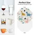 thumbnail image 6 of Lsque Cute Dinosaurs Pattern 4" Drink Coasters Set of 4, PVC Leather Absorbent Coasters, Table Coaster Set Decorative Coffee Cup Coasters Housewarming Gift -Octagon, 6 of 6