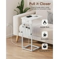 thumbnail image 3 of C Shaped End Table with Charging Station, Adjustable Height Side Table for Couch, Small Sofa Table for Small Spaces, Slide Under Sofa Table TV Tray Arm Tables for Living Room, Bedroom, White, 3 of 18
