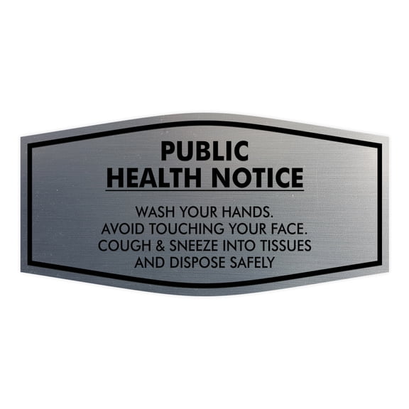 Signs ByLITA Fancy Public Health Notice Please Wash Your Hands Sign (Brushed Silver) - Medium 3.5x7"