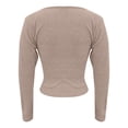 thumbnail image 6 of Vinsonshop Casual Ribbed Cropped Sweaters for Women Long Sleeve Square Neck Knit Tops Slim Fit Basic Pullover Jumpers Fall Fashion Khaki XL, 6 of 9