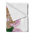thumbnail image 2 of Mermaid Soft Flannel Fleece Throw Blanket, Little Mermaid with Blonde Hair Playing Harp Fairy Tale Romance Art Illustration, Cozy Plush for Indoor and Outdoor Use, 70" x 90", Pink Green, by Ambesonne, 2 of 5