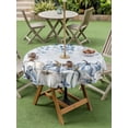 thumbnail image 3 of Outdoor Tablecloth with Umbrella Hole and Zipper, Fall Blue Grey Pumpkins Round Table Cloth 54 Inch Waterproof Tablecloth, Thanksgiving Botanical Picnic Table Cover for Patio Camping, 3 of 7