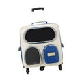 thumbnail image 2 of Mochila transportadora para gatos con carrito y ruedas, material de nailon, de malla lateral ergonómica, plegable, impermeable, manos libres. Azul, 2 of 10