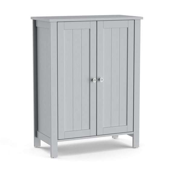 Topbuy Bathroom Storage Cabinet Floor Storage Freestanding Organizer Cabinet Gray