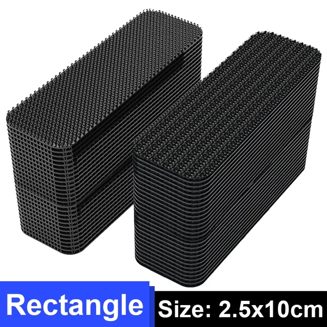 Carpet Fixing Stickers Double Sided Self-Adhesive Non-slip Sticker Car Floor Mat Fixed Patches Universal Adhesive Fastener Tapes Black-Rectangle-B 20pairs (40pcs)