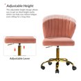 thumbnail image 3 of Velvet Swivel Task Office Chair, Tina's Home Adjustable Rolling Tufted Back Metal Leg Teen Pink, 3 of 9
