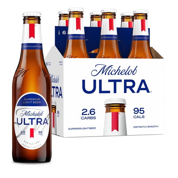 Michelob ULTRA Superior Light American Lager Beer, 6 pack 12 fl oz Glass Bottles 4.2% ABV