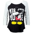 thumbnail image 1 of Mickey Mouse Women's Black Baseball T-Shirt-Medium, 1 of 1