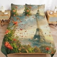 thumbnail image 6 of Blossoming Paris Eiffel Tower 3 Pieces Duvet Cover with Zipper Closure,Premium Polyester Lightweight Bedding Set, 6 of 6