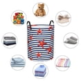 thumbnail image 4 of Fotbe Starfish Navy Blue Stripe Cesto de Ropa con Asas, Cesto Impermeable de Gran Capacidad, Bolsa de Lavado para Dormitorio, Cesto de Ropa con Ruedas y Asas-Medium, 4 of 6