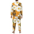 thumbnail image 5 of Kll White Floral And Butterflies Sleepwear Mens Flannel Pajamas,Long Cotton Pj Set, 5 of 9