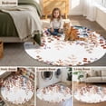thumbnail image 5 of Brown Eucalyptus Fall Large Round Rug 8 FT, Non Slip Living Room Area Carpet, Botanical Weeping Leaves Pastoral Washable Soft Circle Rug Non-Shedding Floor Carpet for Bedroom Office Dining Room, 5 of 9