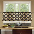 thumbnail image 4 of Yayeee Kitchen Curtains Tier Set of 2 Light Filtering 57"x36" Over Sink Window Panels, Black Geometric, 4 of 7