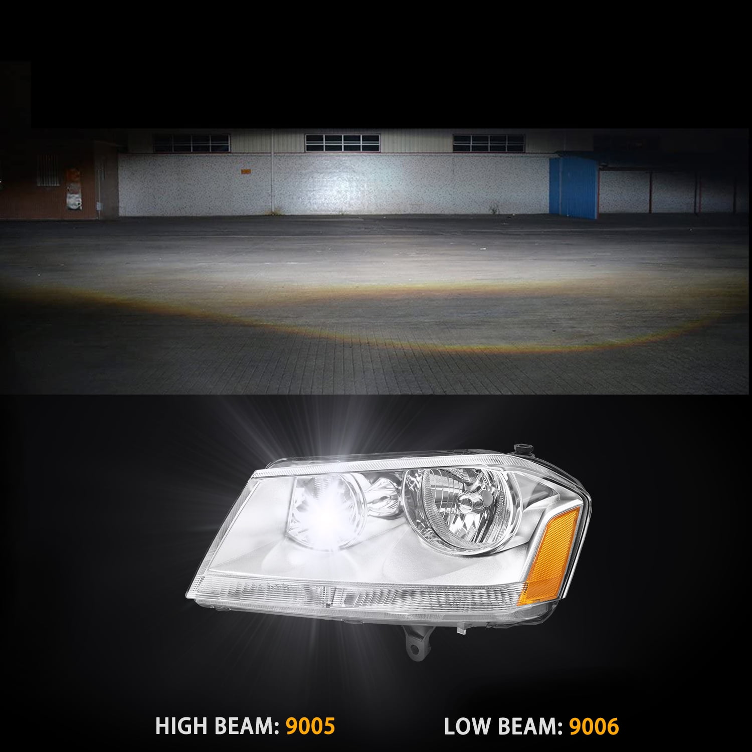 For 2008-2014 Dodge Avenger Headlights Assembly Chrome Housing Amber Corner Lamp
