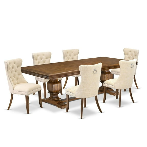Luxe by East West Furniture 7 Pieces Dining Set Contains a Rectangle Kitchen Table and 6 Modern Chairs