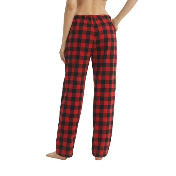 LANBAOSI Women Flannel Plaid Pajama Pants Relaxed Fit Casual