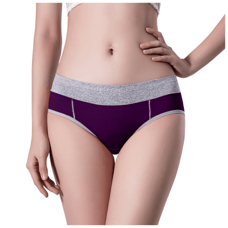 Fulorrnie Underwear for Women Comfort Briefs Breathable Cute Panties High Waist Elastic Stretchable Panty Dark Purple XXL