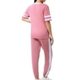 thumbnail image 5 of Shine Up Women Sweatsuits Casual 2 Piece Sets Striped Tracksuits Short Sleeve Summer T Shirts Long Jogger Sets Loose Activewear, 5 of 8