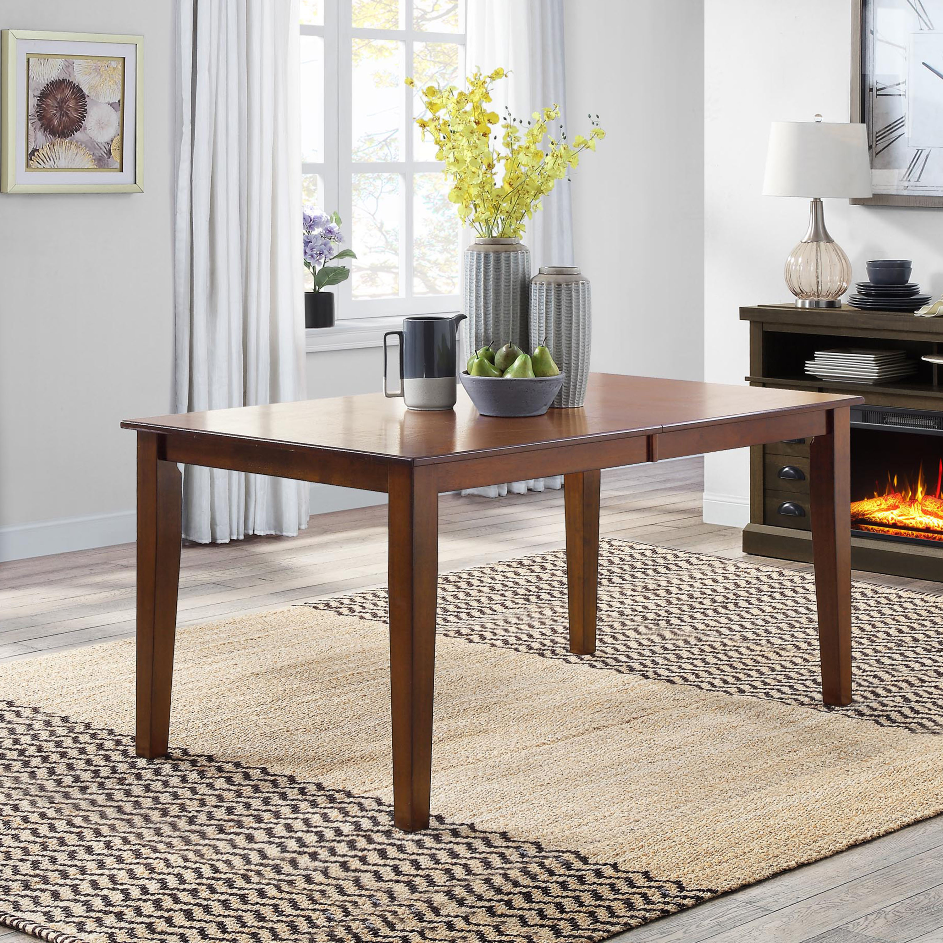 Better Homes Gardens Bankston Expandable Dining Table With Leaf Mocha Finish Walmart Com Walmart Com