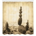 thumbnail image 3 of Ambesonne Beach Shower Curtain, Rocks Calm Sepia Art, 69"Wx70"L, Beige Brown, 3 of 3