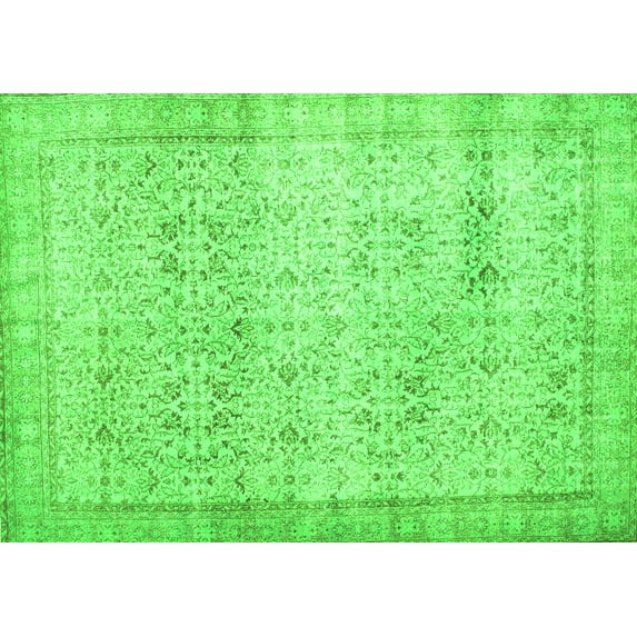 Ahgly Company Indoor Rectangle Abstract Green Contemporary Area Rugs, 5' x 7'