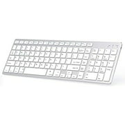 Bluetooth Wireless Keyboard Rechargeable Ultra Slim Bluetooth Keyboard with Numpad for iOS Android Windows White