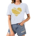 thumbnail image 2 of ICHUANYI Women's Baseball Sport Print T-shirt With Crew Neck And Short Sleeve Top, 2 of 4
