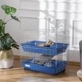 thumbnail image 2 of PawHut Metal Small Animal Cage, 2-Tier Guinea Pig Cage with 2 Doors, Platforms, Wide Ramp, Dish and Bottle, Deep Base, for Ferrets, Chinchillas, Bunnies, Blue, 2 of 8