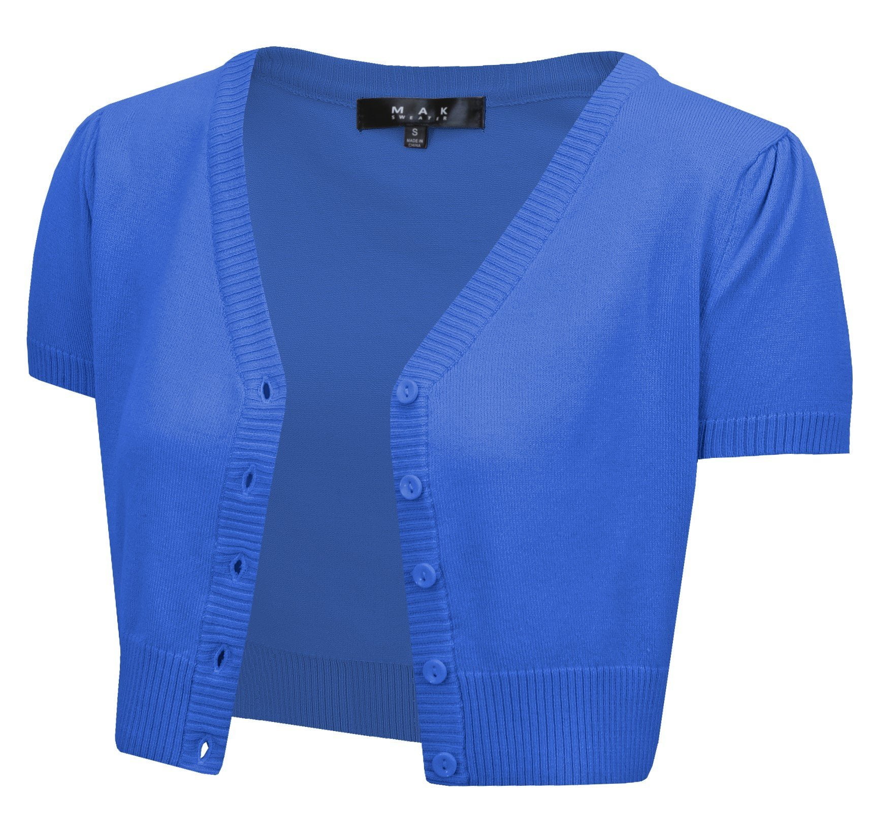 YEMAK Womens Short Sleeve Cropped Bolero Button Down Cardigan Sweater S-4X
