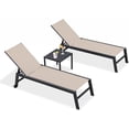thumbnail image 2 of PURPLE LEAF Ensemble de Chaises Longues de Patio 2 Pcs Chaises Longues de Piscine en Textilène avec Roues Chaise de Bronzage pour Extérieur, Plage, Cour, Table d'Appoint Incluse, Beige, 2 of 10