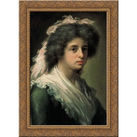 Retrato de Feliciana Bayeu, hija del pintor 24x18 Gold Ornate Wood Framed Canvas Art by Francisco Bayeu y Subias