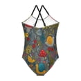 thumbnail image 2 of Girls' One-piece Swimsuit Cross Back Bathing Suit Beach Surfing Sizes 3T-10T Cute Snails and Mushrooms, 2 of 9