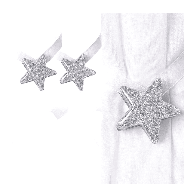 Alzapa?os magnéticos para cortinas, Alzapa?os para cortinas con clip, Alzapa?os magnéticos para cortinas, Trenzado magnético para cortinas, para la cortina de la ventana de la oficina en el hogar, Longitud total 32 cm (Plata) 2 piezas ZefeiWu 8390615831185