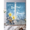 thumbnail image 3 of Life Is Better At The Beach Sheer Curtains 2 Panels Set Summer Ocean Starfish Flower Sheer Window Curtains Light Filtering Rod Pocket Voile Drapes for Bedroom Living Room 52"X108", 3 of 8