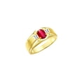 thumbnail image 3 of RYLOS Men's Rings 14K Yellow Gold Classic 7X5MM Oval Gemstone & Diamond Designer Ring Ruby July Birthstone Rings For Men, Gold Rings Size 10, 3 of 7