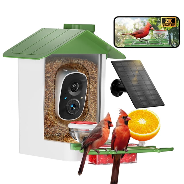 Comedero para pájaros GAOYITK con cámara 2K HD AI Smart Identify Bird