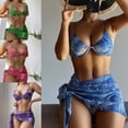 thumbnail image 6 of Yokua Sexy Tie Dye Bikinis 3 Pieces Swimsuit High Cut Push Up Bathing Suit for Women, 6 of 18