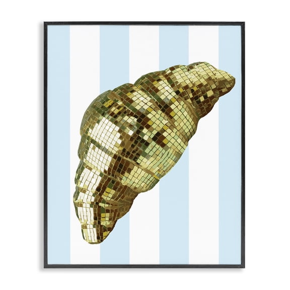 Stupell Industries Eclectic Disco Croissant & Blue Stripes Black Framed Giclee Art, 11 x 14, by Lil' Rue